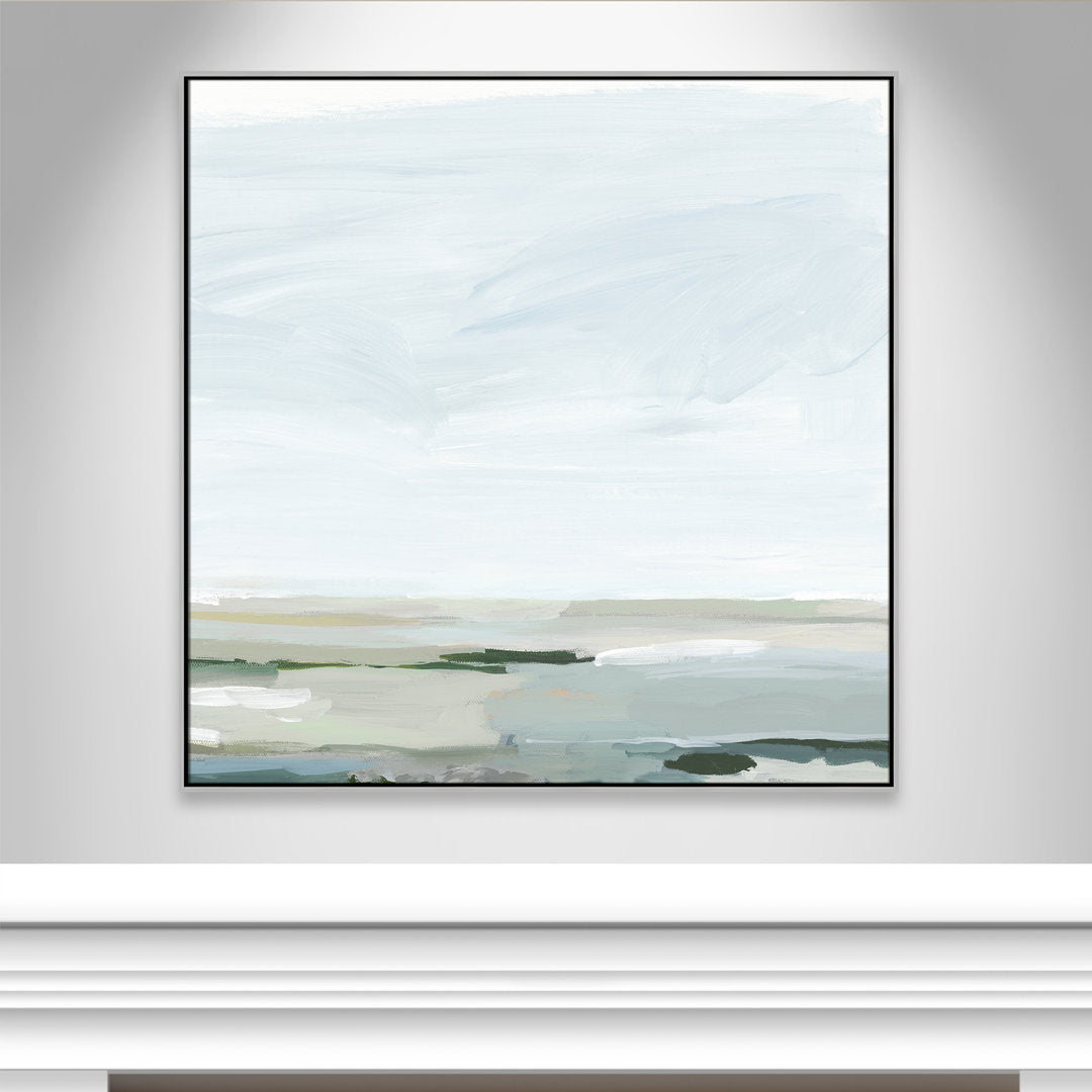 Pure Stillness - Floater Frame Painting Print on Canvas Joss & Main Size: 46.5" H x 46.5" W x 2" D Format: Silver