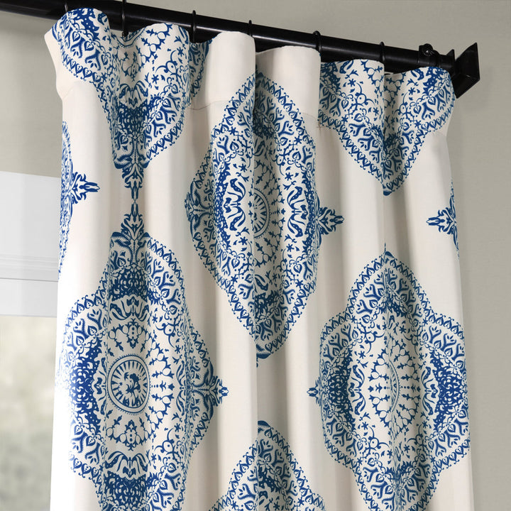 Klyszejko Majestic Medallion Printed Room Darkening Curtains for Living Room, Bedroom Single Panel Bungalow Rose Curtain Color: Blue Size per Panel: 50"W x 120"L