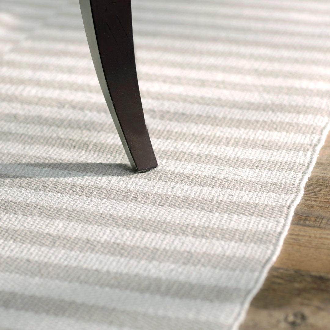 Ilona Striped Hand Loomed Cotton Area Rug in Ivory/Light Gray Birch Lane™ Rug Size: Rectangle 4' x 6'