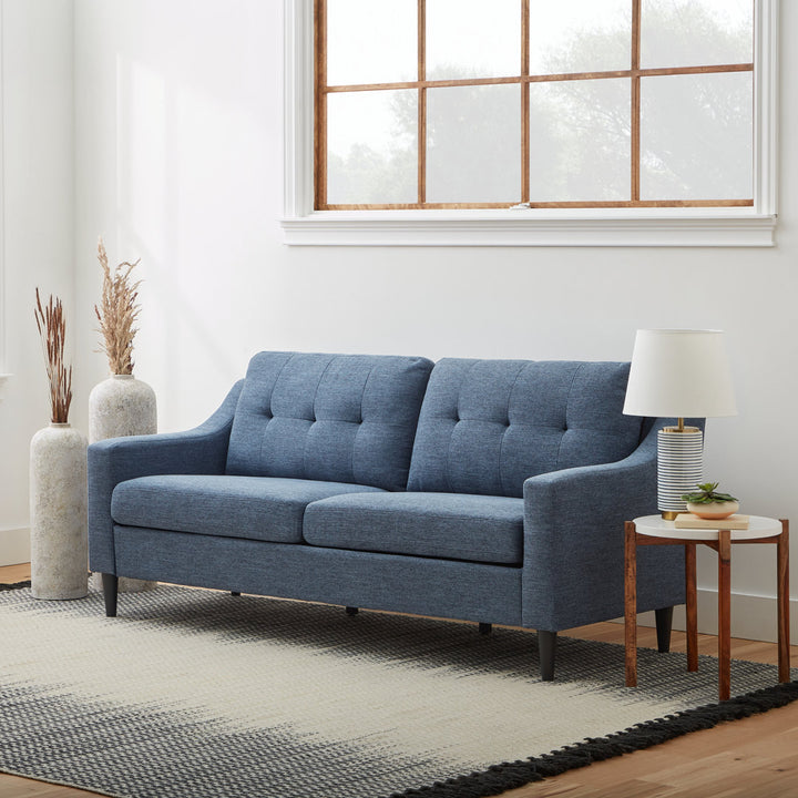 Owsley 75" Square Arm Sofa Mercury Row® Upholstery Color: Navy