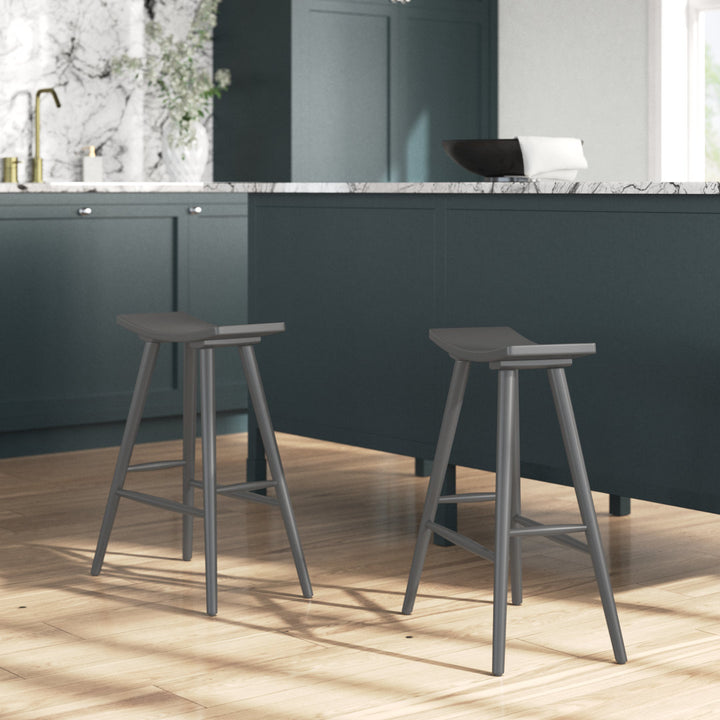 Ashray Solid Wood 24.25" Counter Stool (Set of 2) Wade Logan® Color: Gray