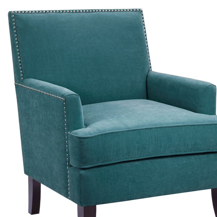 Colton Nailhead Club Chair Three Posts™ Upholstery Color: Teal Polyester