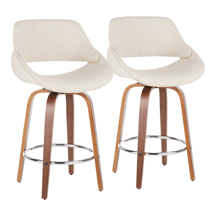 Lakyia Upholstered Bar & Counter Stool with Round Footrest George Oliver Upholstery: Cream, Seat Height: Counter Stool (26" Seat Height)