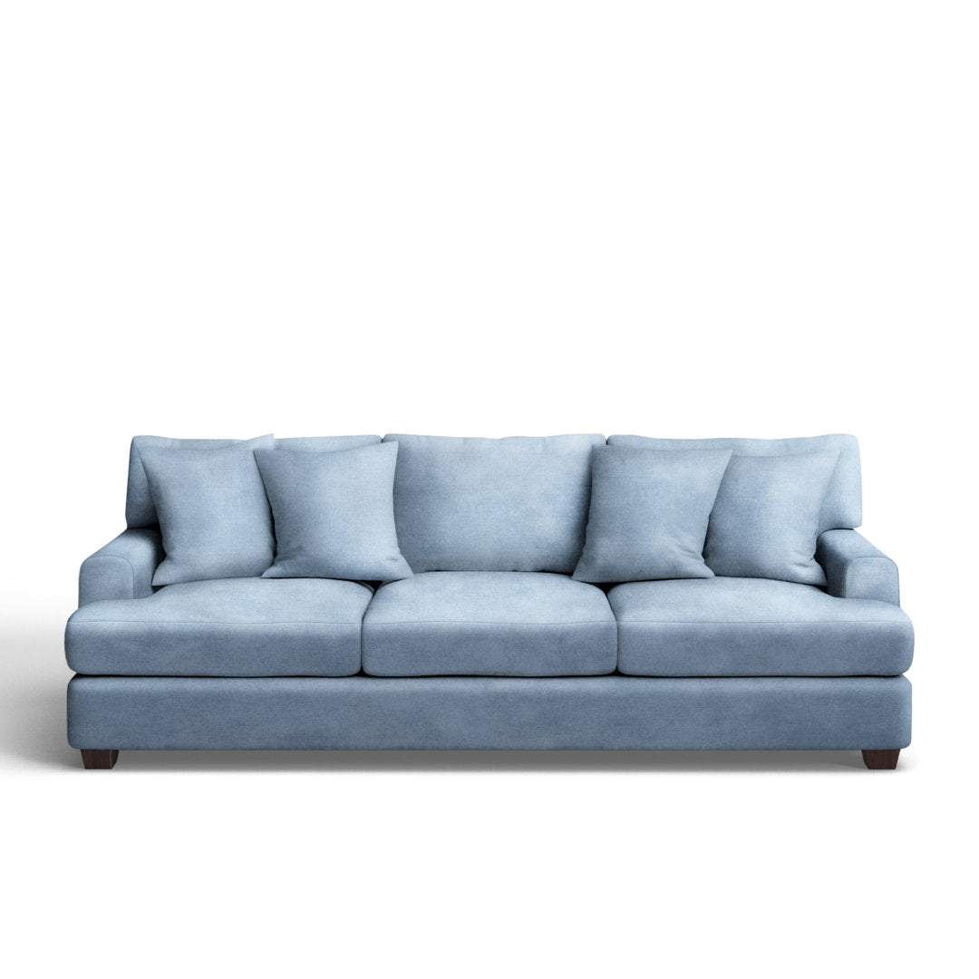 Emilio 90" Recessed Arm Sofa with Reversible Cushions Wayfair Custom Upholstery™ Fabric: Bella Ocean Performance Velvet
