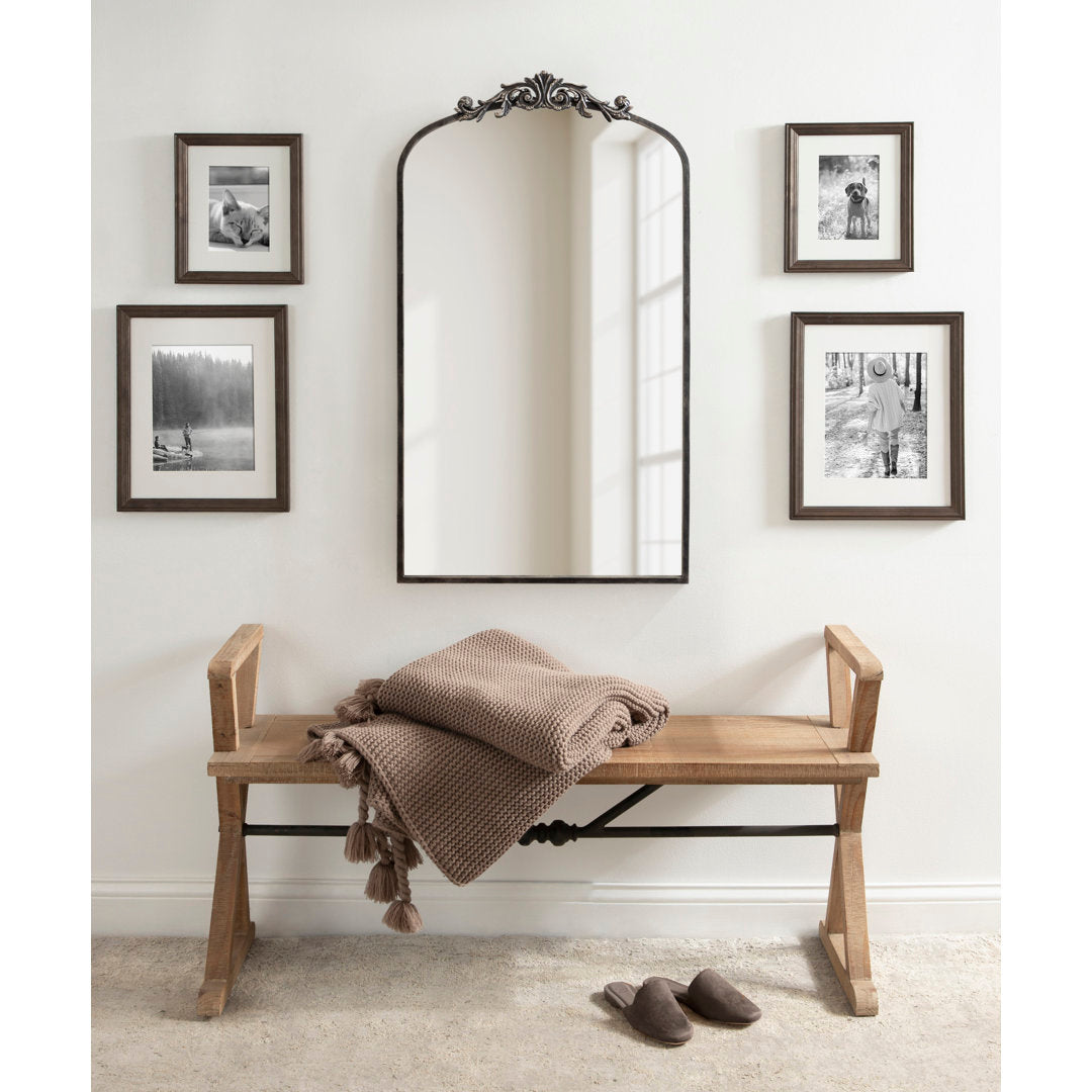Anglo Arendahl Traditional Accent Mirror Fleur De Lis Living Size: 42" x 23.5" Finish: Black