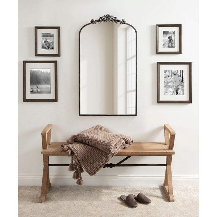Anglo Arendahl Traditional Accent Mirror Fleur De Lis Living Size: 42" x 23.5" Finish: Black