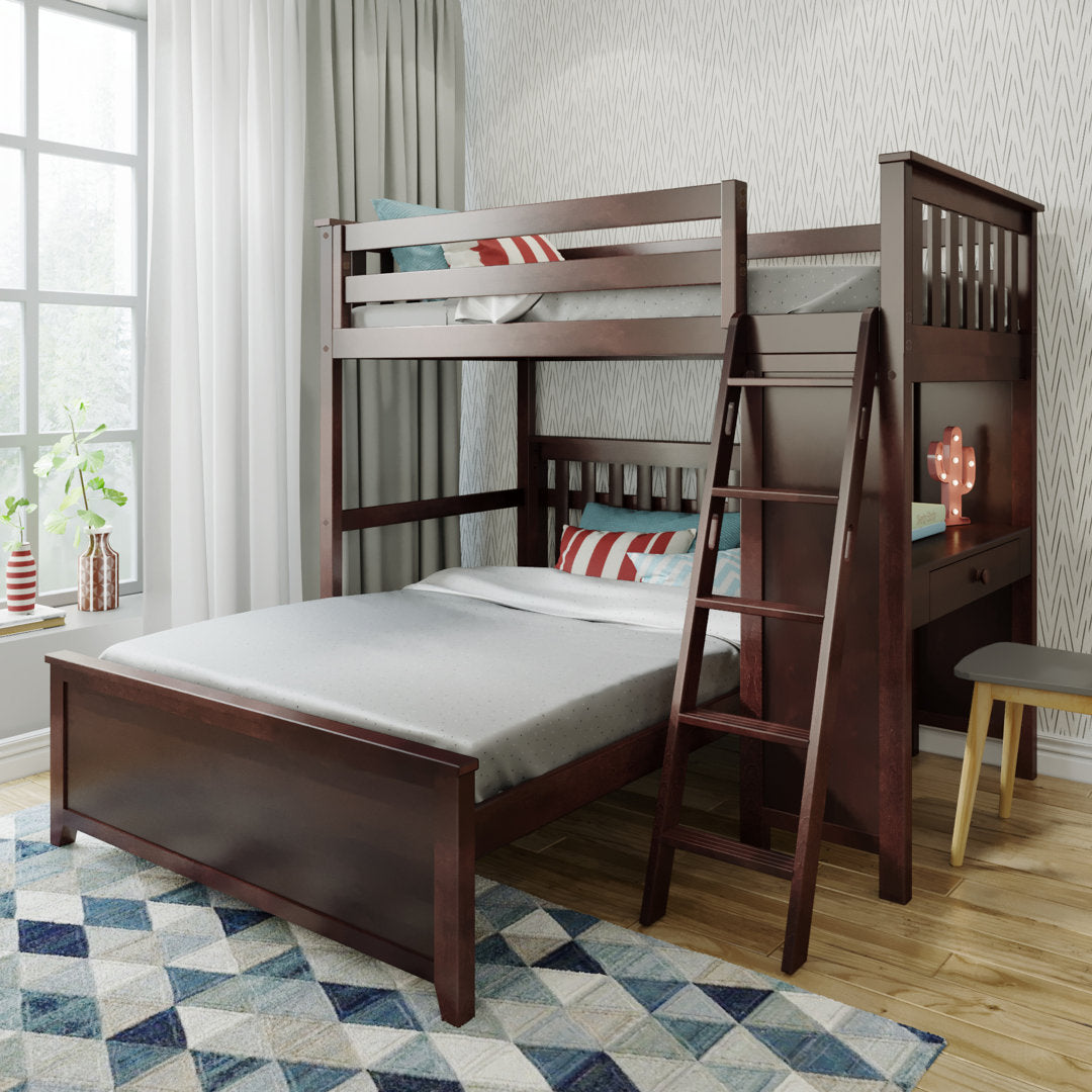 Buhr Twin Over Full Solid Wood L-Shaped Bunk Beds with Built-in-Desk Viv + Rae™ Bed Frame Color: Espresso