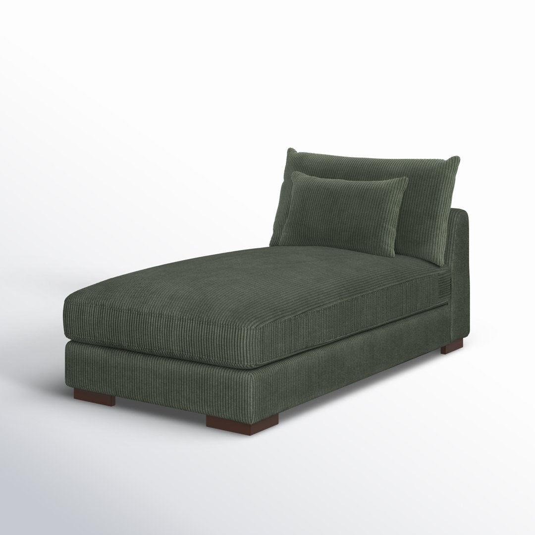 Ayvion Upholstered Chaise Lounge Wade Logan® Fabric: Green Corduroy