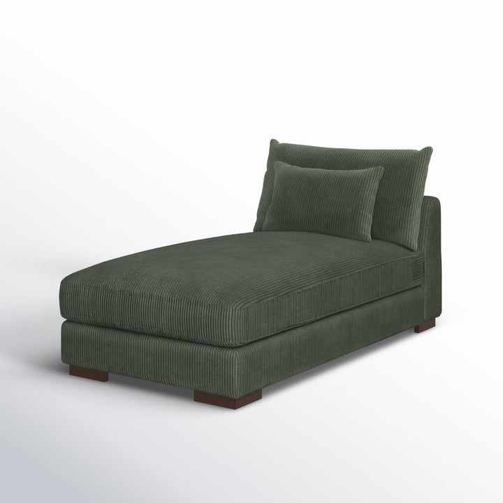 Ayvion Upholstered Chaise Lounge Wade Logan® Fabric: Green Corduroy