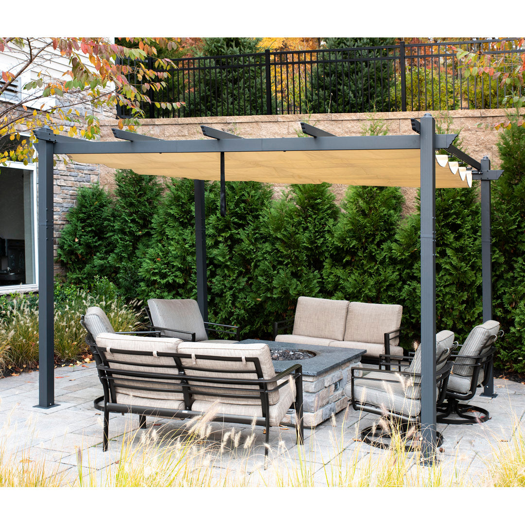 Atlantics Outdoor Retractable Pergola with Sun Shade Canopy 10' x 13' Kozyard Color: Beige
