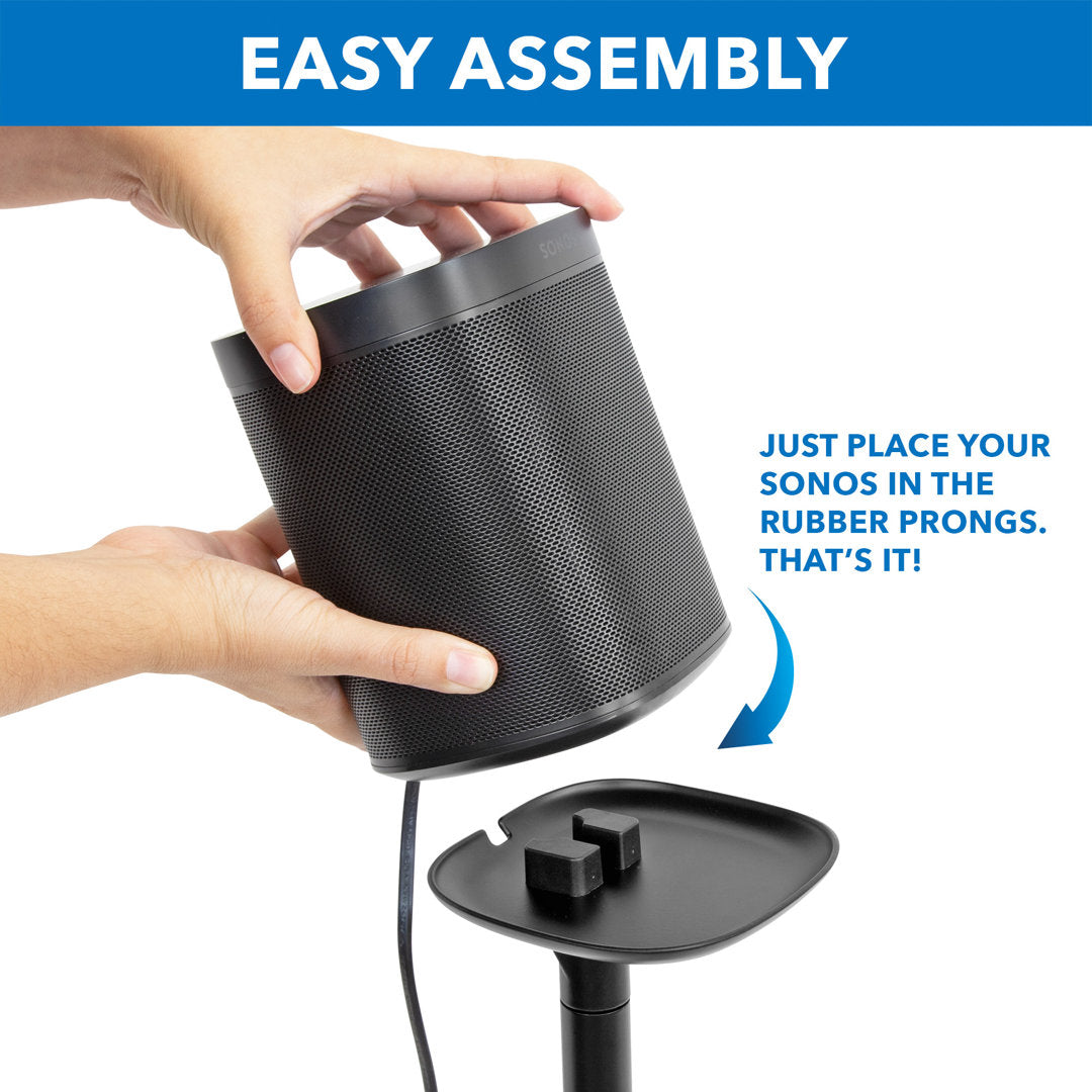 Mount-It! Fixed Speaker Floor Stand for Sonos One, SL, & Play:1 | Enhanced Surround Sound | 28" Tall Mount-it