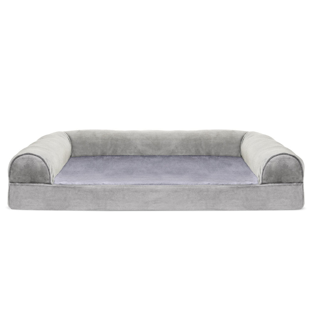 Quilted Orthopedic Bolster Sofa Pet Bed FurHaven Color: Smoke Gray Size: Large (36" W x 27" D x 6.5" H)