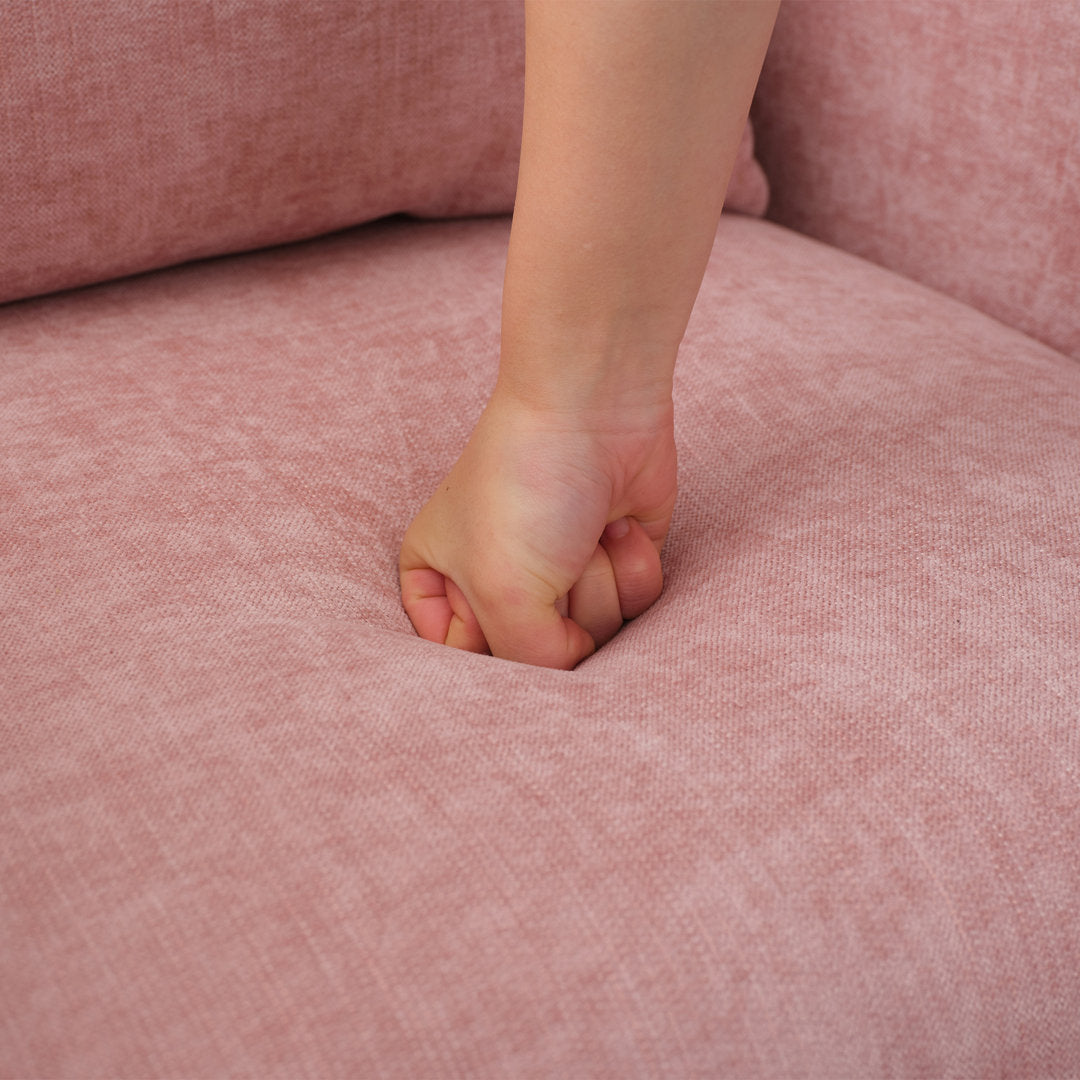 Swivel Accent Arm Chair with Plump Pillow Upholstered Comfy 360 Degree Swivel  Sofa Chair Brayden Studio® Body Fabric: Pink Linen Blend