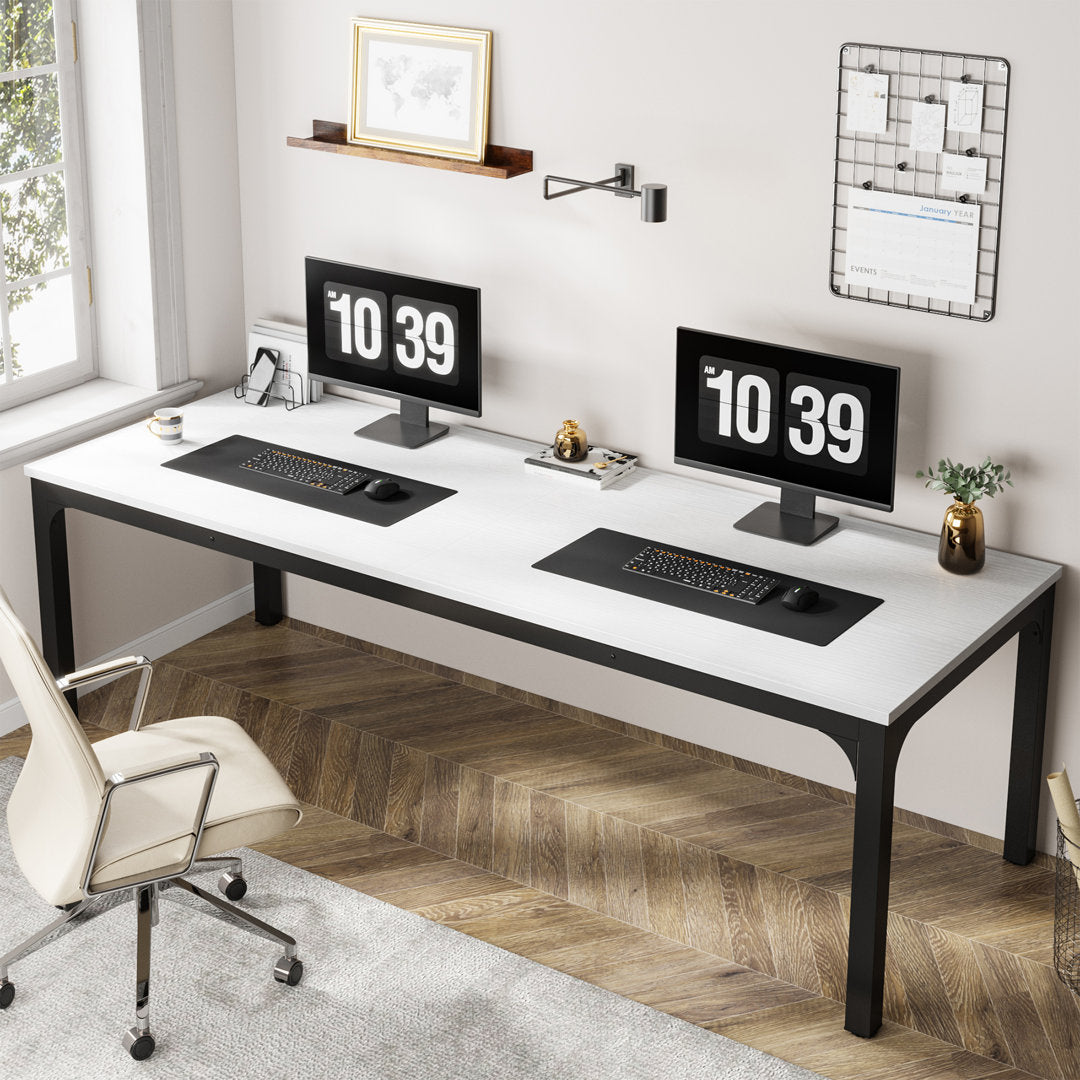 Alyzia 78.8'' W Rectangle Computer Desk 17 Stories Color (Top/Frame): White/Black