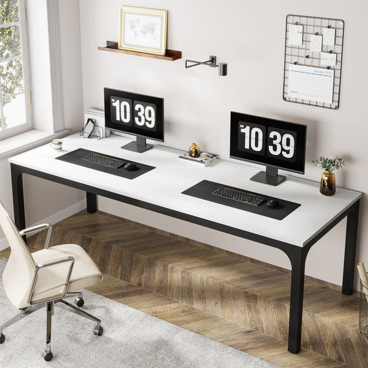 Alyzia 78.8'' W Rectangle Computer Desk 17 Stories Color (Top/Frame): White/Black
