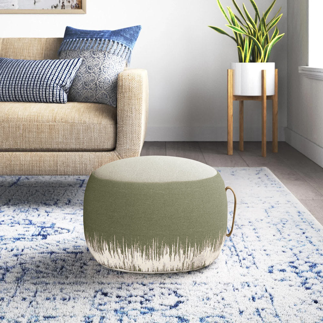 Denys 20" Wide Round Abstract Pouf Ottoman Mistana™ Fabric: Sage Green