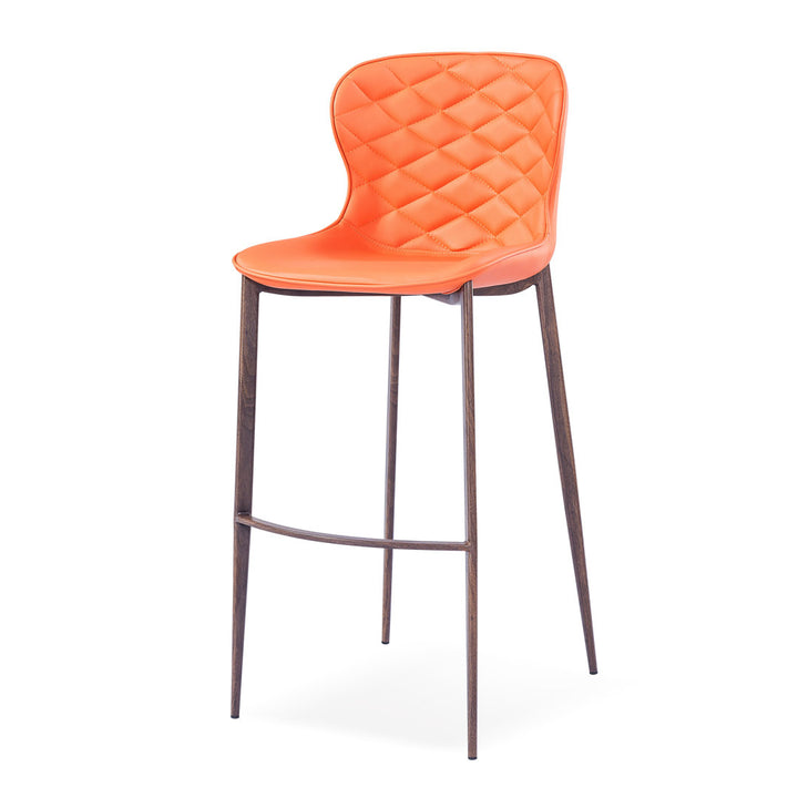 Albert Upholstered Bar & Counter Stool Upper Square™ Base Color: Wood Veneer, Upholstery Color: Orange Seat Height: Counter Stool (24” Seat Height)