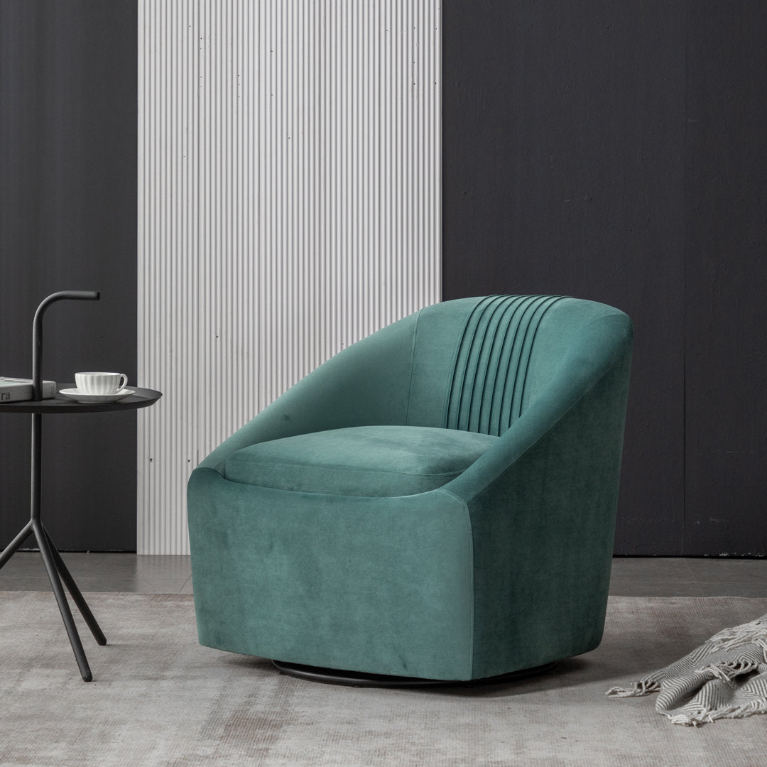 Arrun 28" W Velvet Swivel Barrel Chair (Set of 2) Wade Logan® Fabric: Teal Velvet