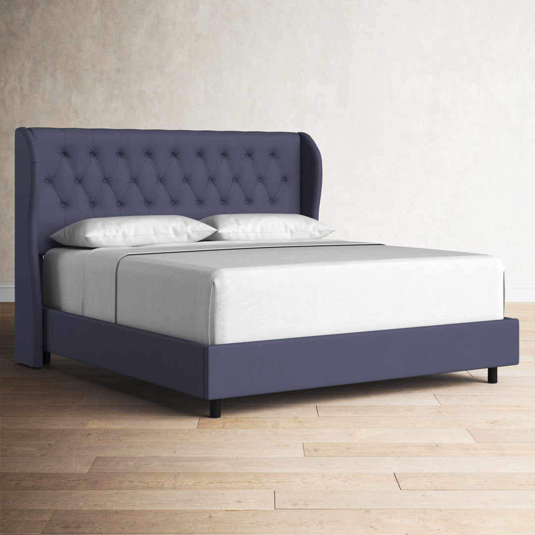 Knaresborough Tufted Upholstered Low Profile Standard Bed Greyleigh™ Size: Queen Body Fabric: Navy Twill