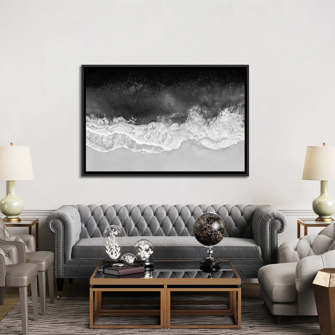Waves in Black, Gray and White by Maggie Olsen Mercury Row® Size: 40" H x 60" W x 1.5" D Format: Black Framed Canvas