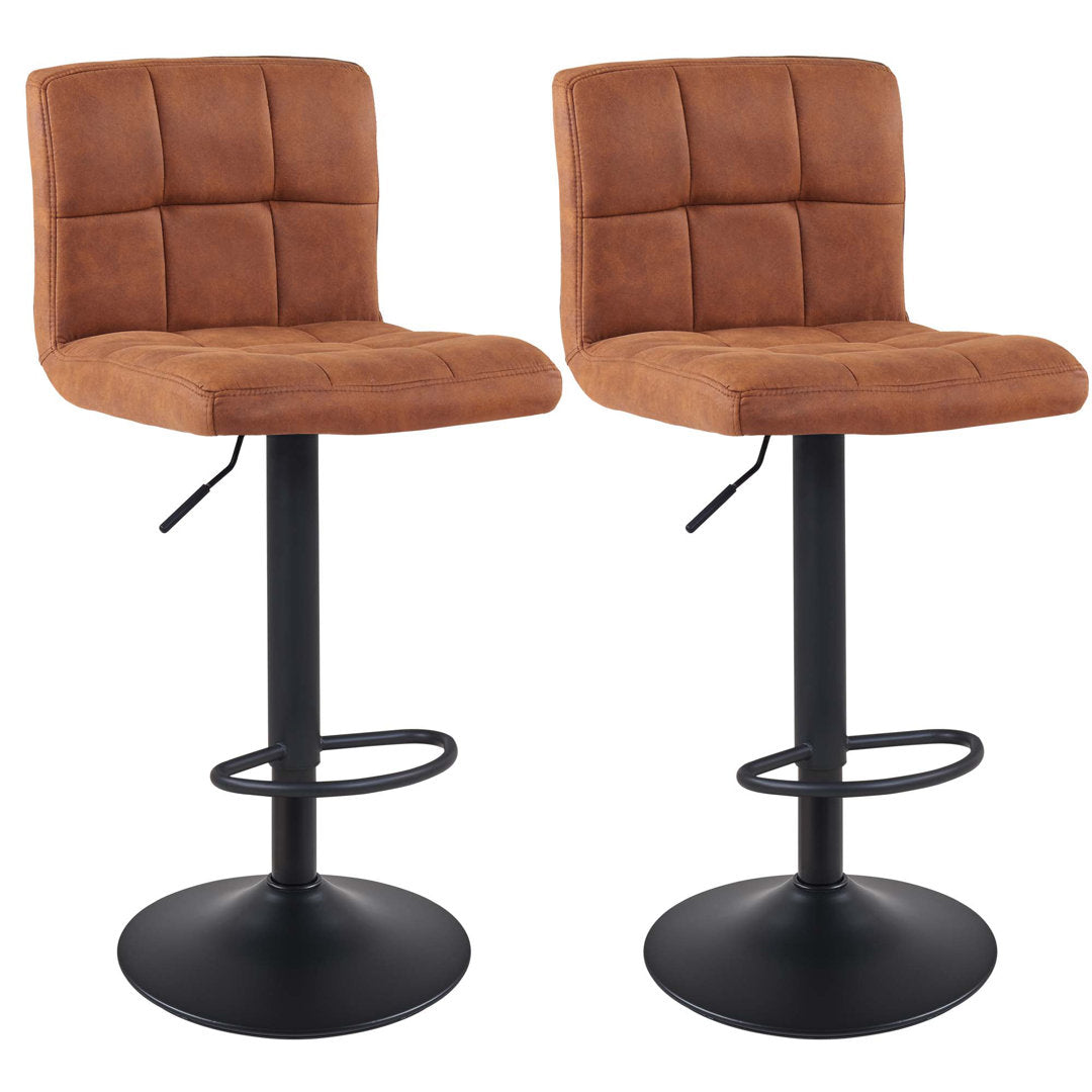 Amjed Swivel Adjustable Height Bar Stool (Set of 2) Latitude Run® Upholstery: Brown