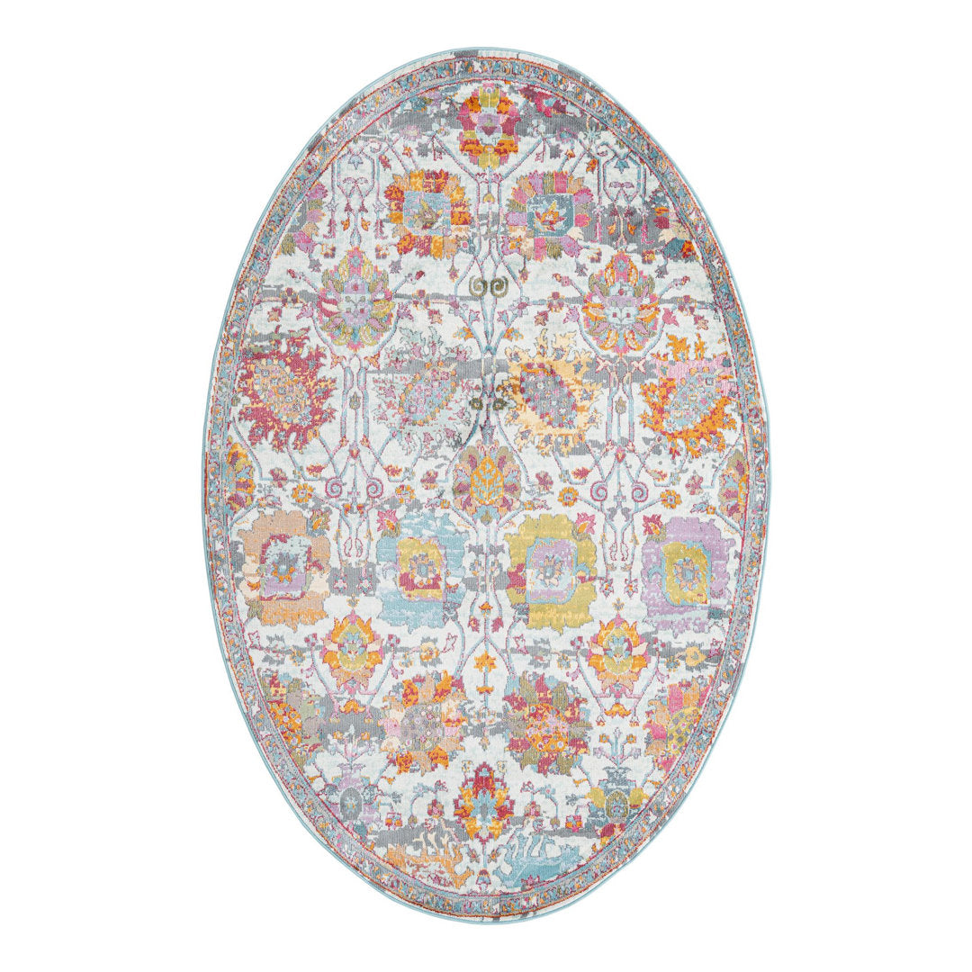 Haefner  Floral Orange/Gray/Blue Area Rug Langley Street® Rug Size: Oval 5'5" x 8'