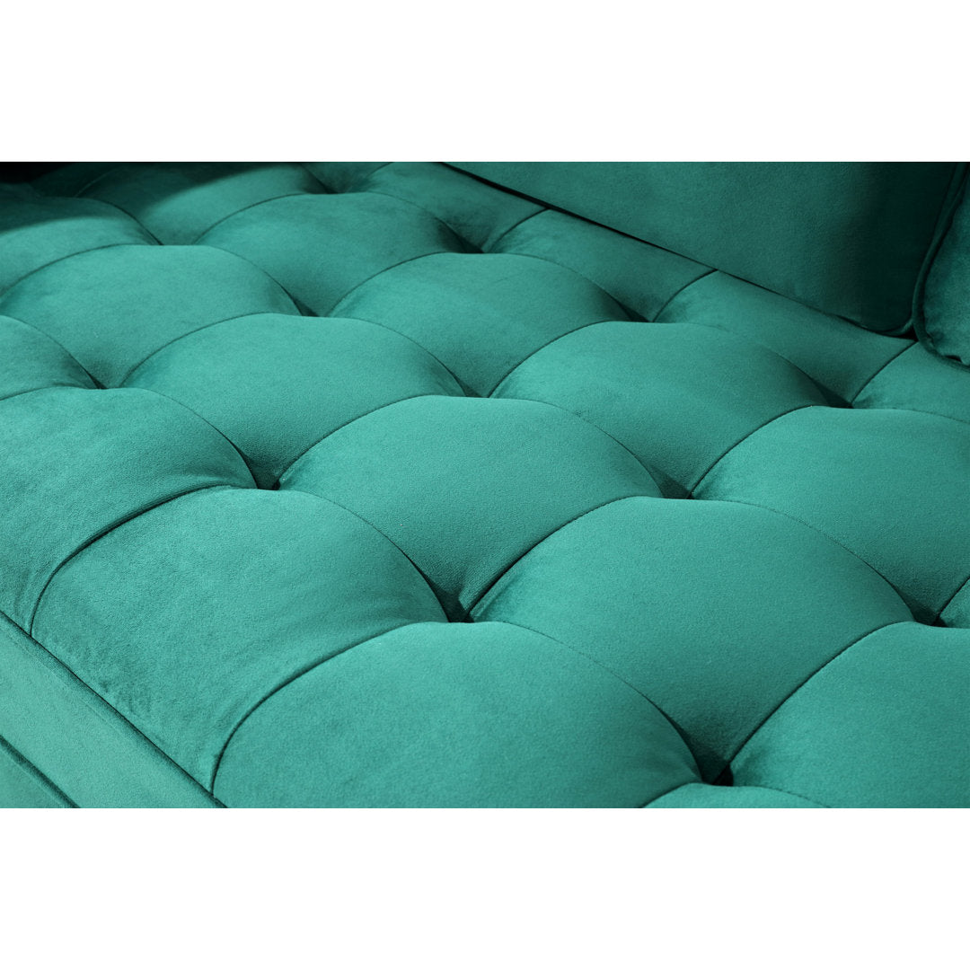 Ashfaq 57.8" Velvet Square Arm Loveseat Wade Logan® Fabric: Polyester Green