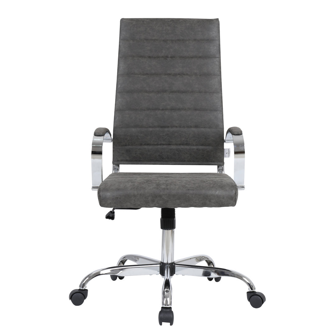 Mulkey High-Back Leather Office Chair with Adjustable Height, Swivel, and Tilt Orren Ellis Upholstery Color: Charcoal