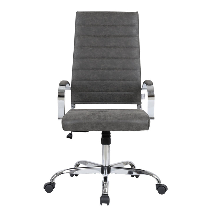 Mulkey High-Back Leather Office Chair with Adjustable Height, Swivel, and Tilt Orren Ellis Upholstery Color: Charcoal