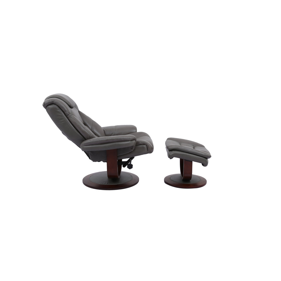 Carolynn 33.5" Wide Leather Match Manual Swivel Ergonomic Recliner with Ottoman Wade Logan® Upholstery Color: Ice Leather Match