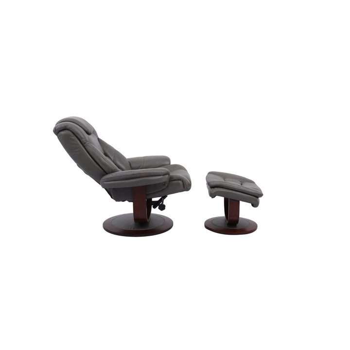 Carolynn 33.5" Wide Leather Match Manual Swivel Ergonomic Recliner with Ottoman Wade Logan® Upholstery Color: Ice Leather Match