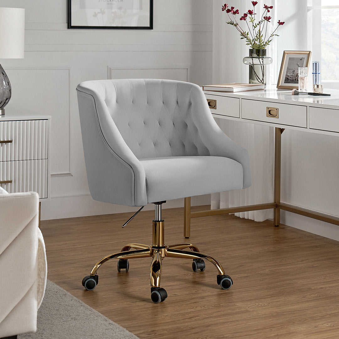 Louise 35.5'' H Velvet Hand-Curated Task Chair with Button Tufted Kelly Clarkson Home Upholstery Color: Grey Velvet
