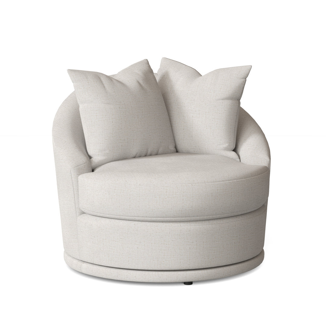 Hosking 36.5 W Swivel Barrel Chair Three Posts™ Body Fabric: Flax Ivory Performance