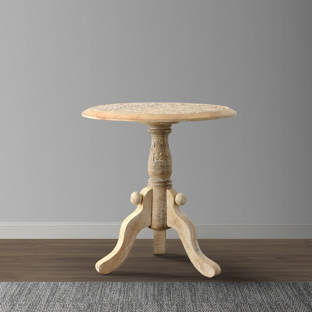 Solid Wood Pedestal End Table Bungalow Rose