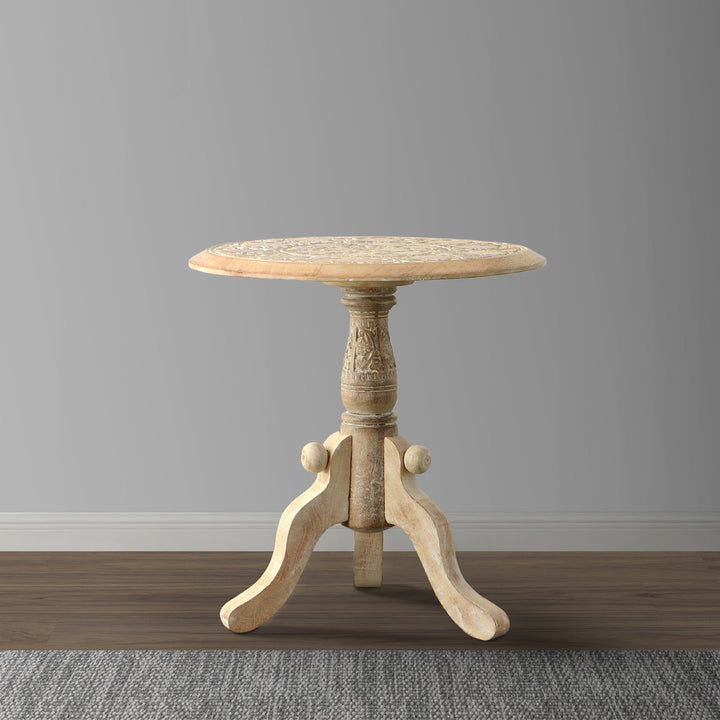 Solid Wood Pedestal End Table Bungalow Rose