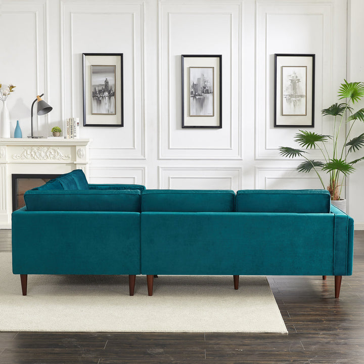 Isaak 105" Wide Symmetrical Corner Etta Avenue™ Fabric: Teal Velvet