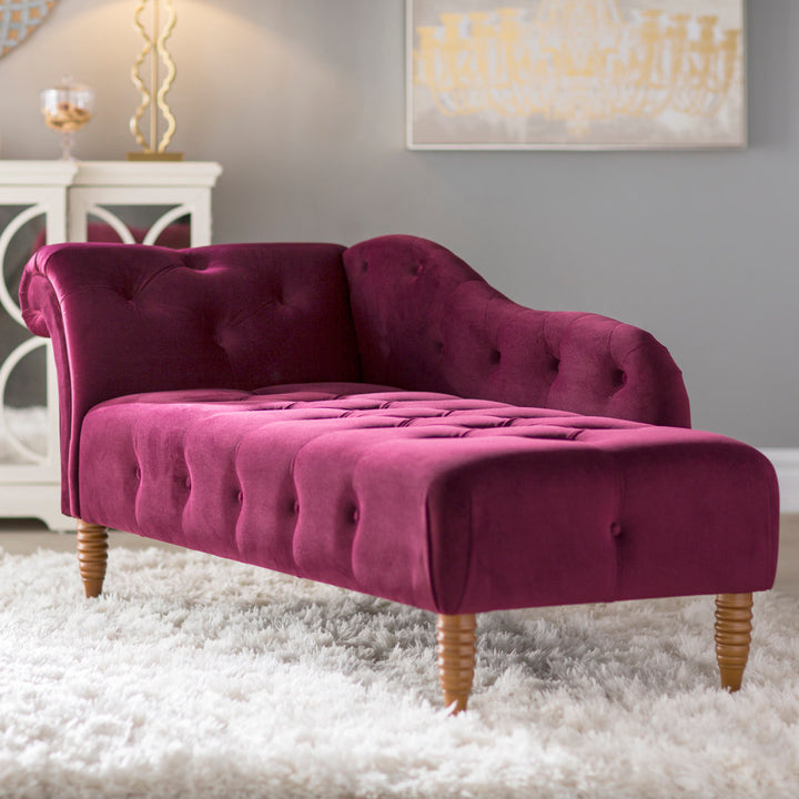 Kannon Tufted Right-Arm Chaise Lounge Willa Arlo™ Interiors Fabric: Burgundy Velvet