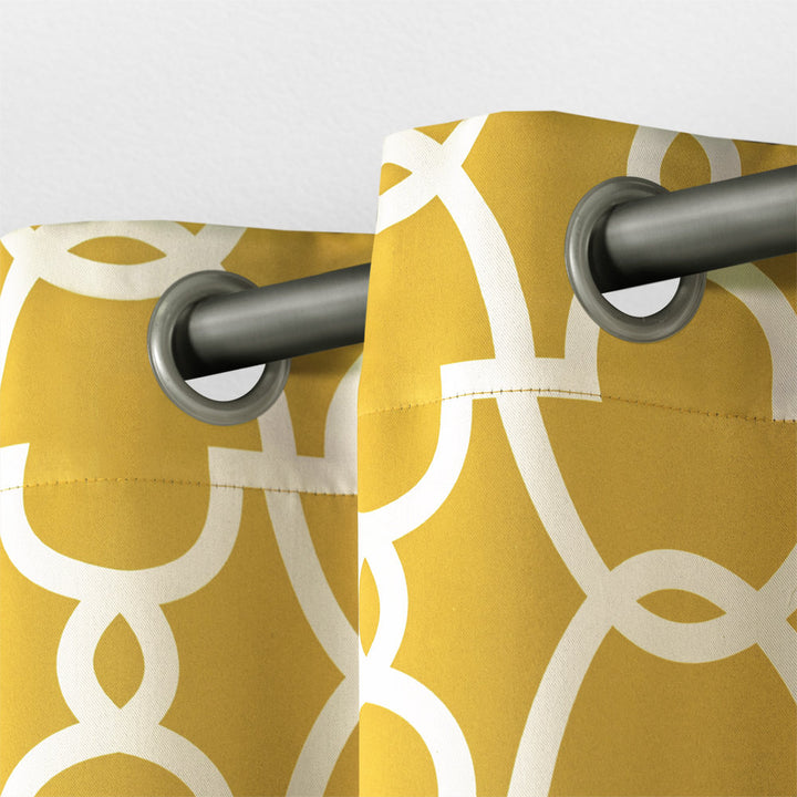 Andish Geometric Room Darkening Thermal Grommet Curtain Panels (Set of 2) Andover Mills™ Curtain Color: Yellow Size per Panel: 52" W x 108" L