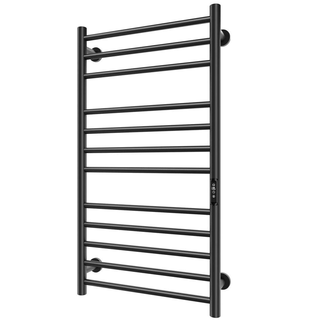 Wall Mount Heated Towel Electric Towel Warmer 12 Bars Paraheeter Finish: Black