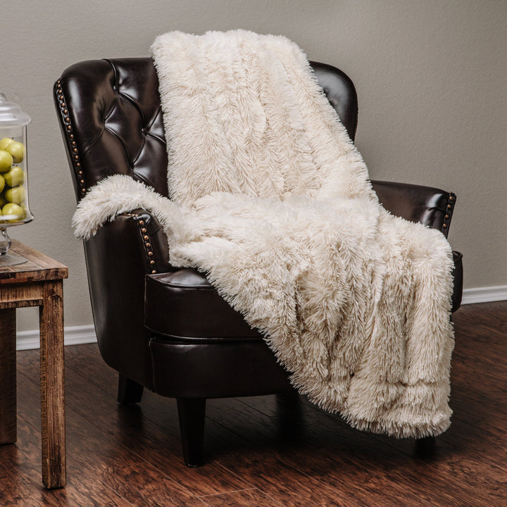 Shaggy Shaggy Super Elegent Sherpa Long Fur Throw Chanasya Color: Creme Size: 66" W x 90" L