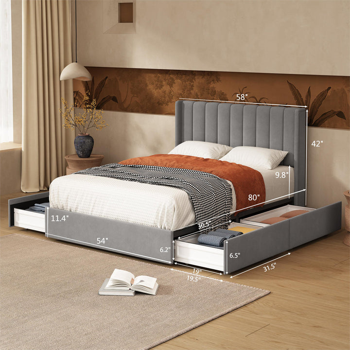 Jeilyn Upholstered Platform Drawer Storage Bed Latitude Run® Color: Gray Size: Full