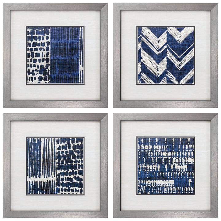 Indigo Batik - 4 Piece Frame Graphic Art Set on Paper (Set of 4) Dakota Fields