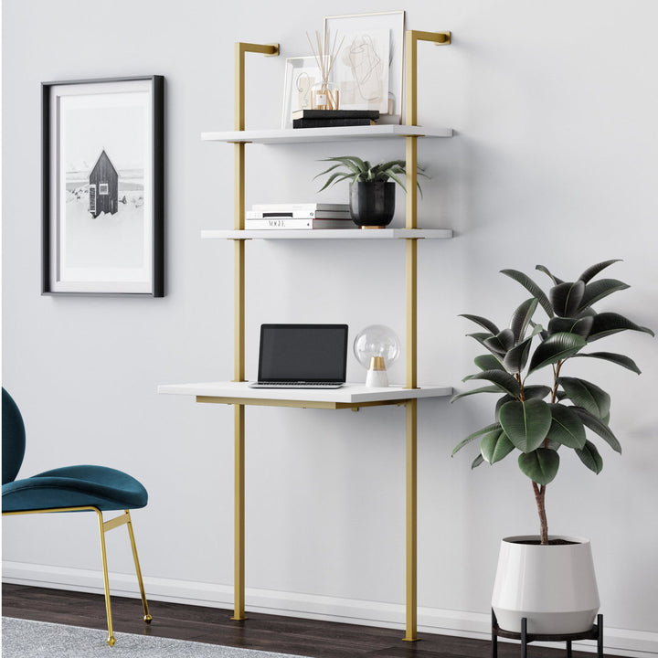 Chira Leaning/Ladder Desk Trent Austin Design® Color (Top/Frame): White/Gold