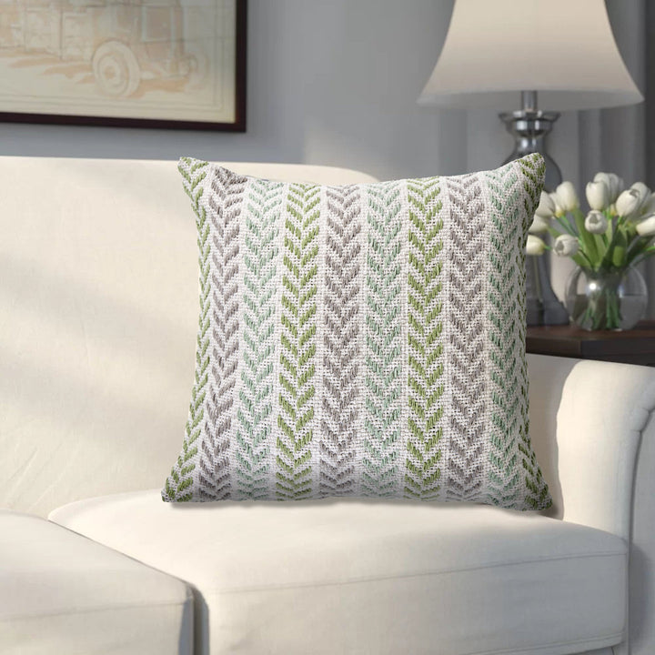 Hand-Woven Chevron Cotton Throw Pillow Rajani Home Color: Green/Multi