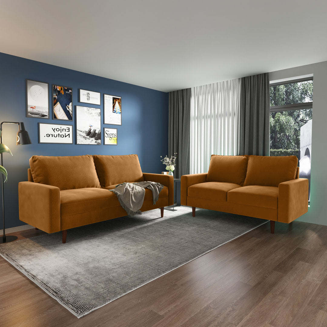 Markham 70" Velvet Square Arm Sofa Willa Arlo™ Interiors Fabric: Ginger Polyester