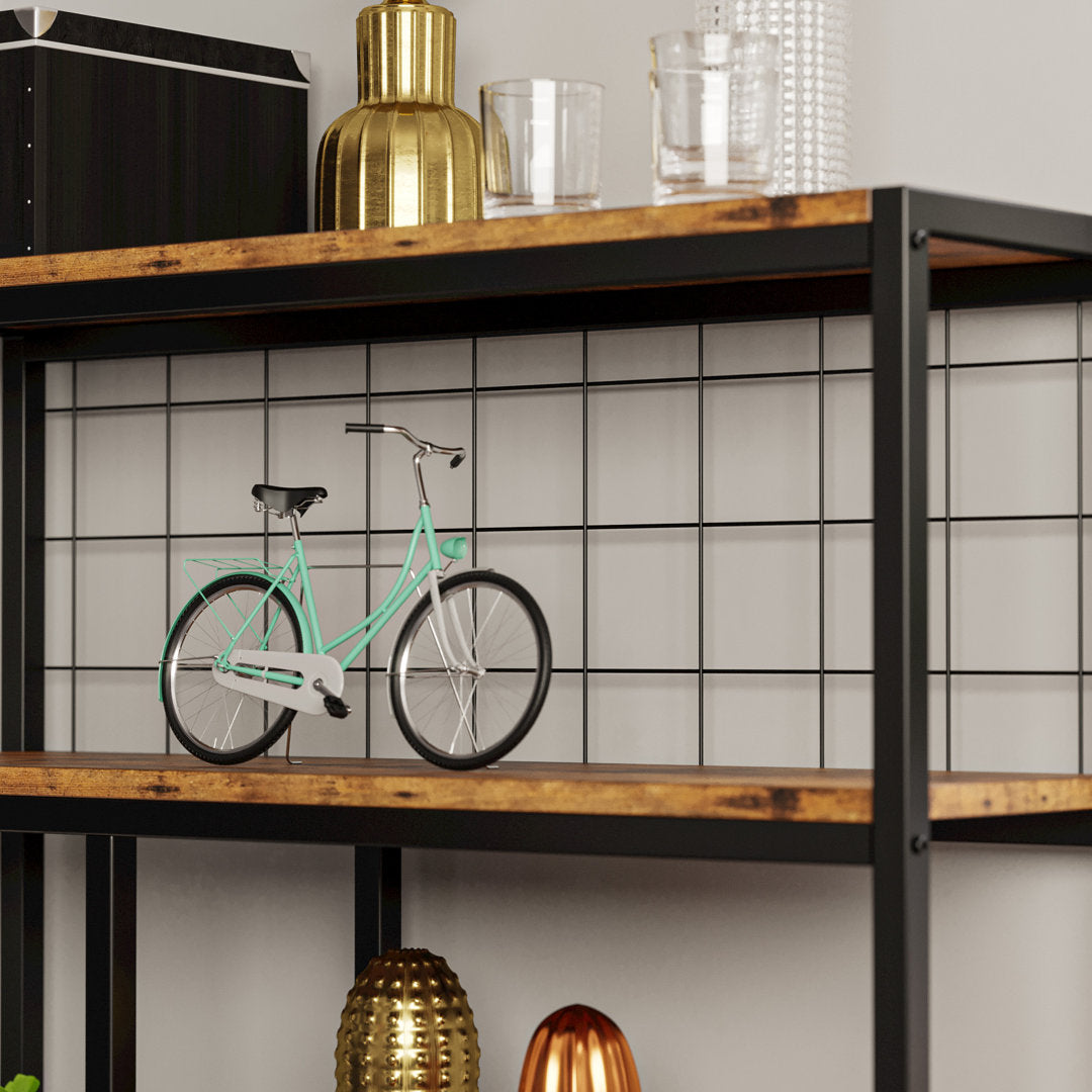 17 Stories Bookshelves And Bookcases 6-shelf Etagere Bookcase, Industrial Open Display Shelves Geometric Bookcase With Sturdy Metal Frame 17 Stories Color: Vintage Brown