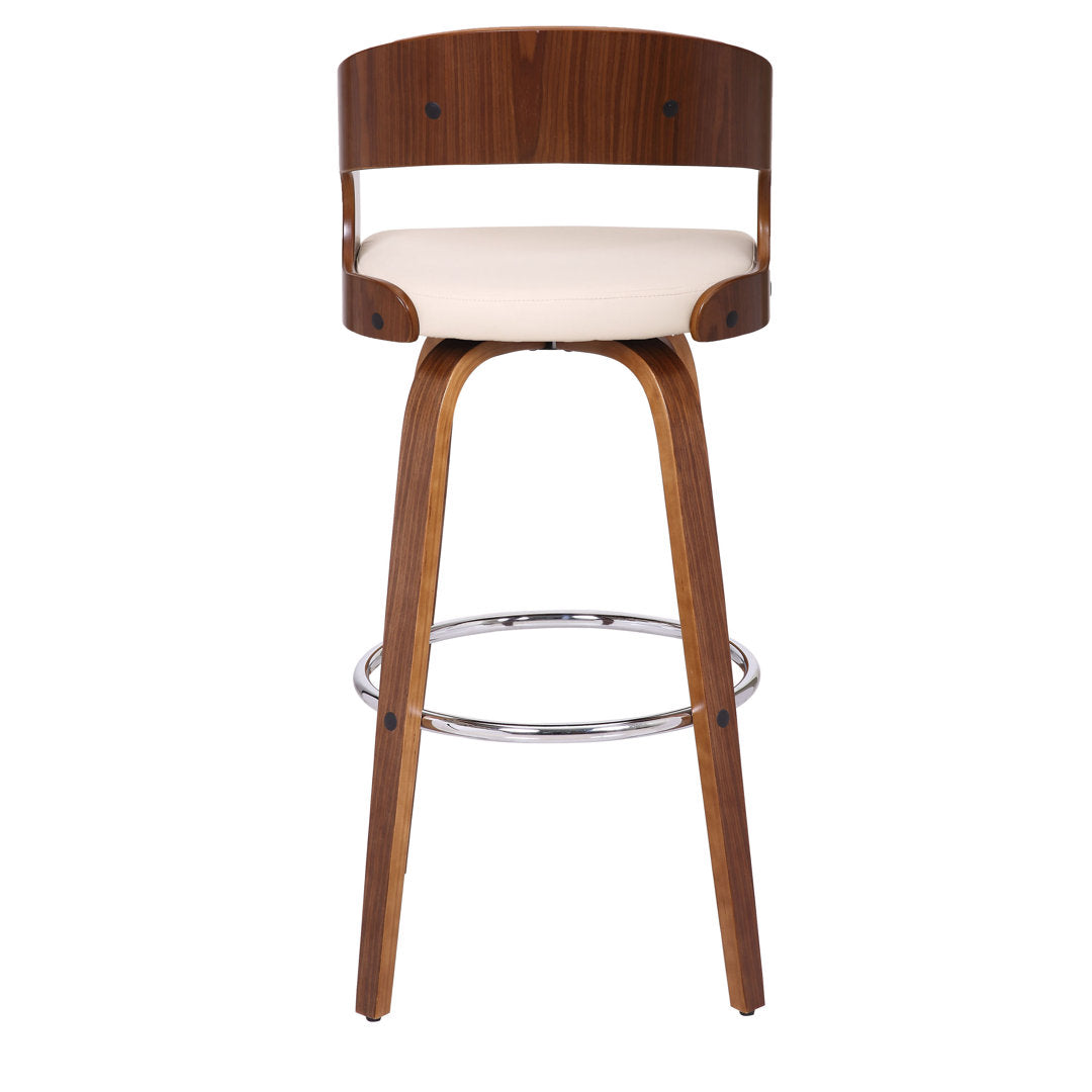 Pensacola Mid-century Swivel Counter Height Bar Stool Corrigan Studio® Seat Height: Bar Stool (30" Seat Height), Upholstery: JY Creme Faux Leather