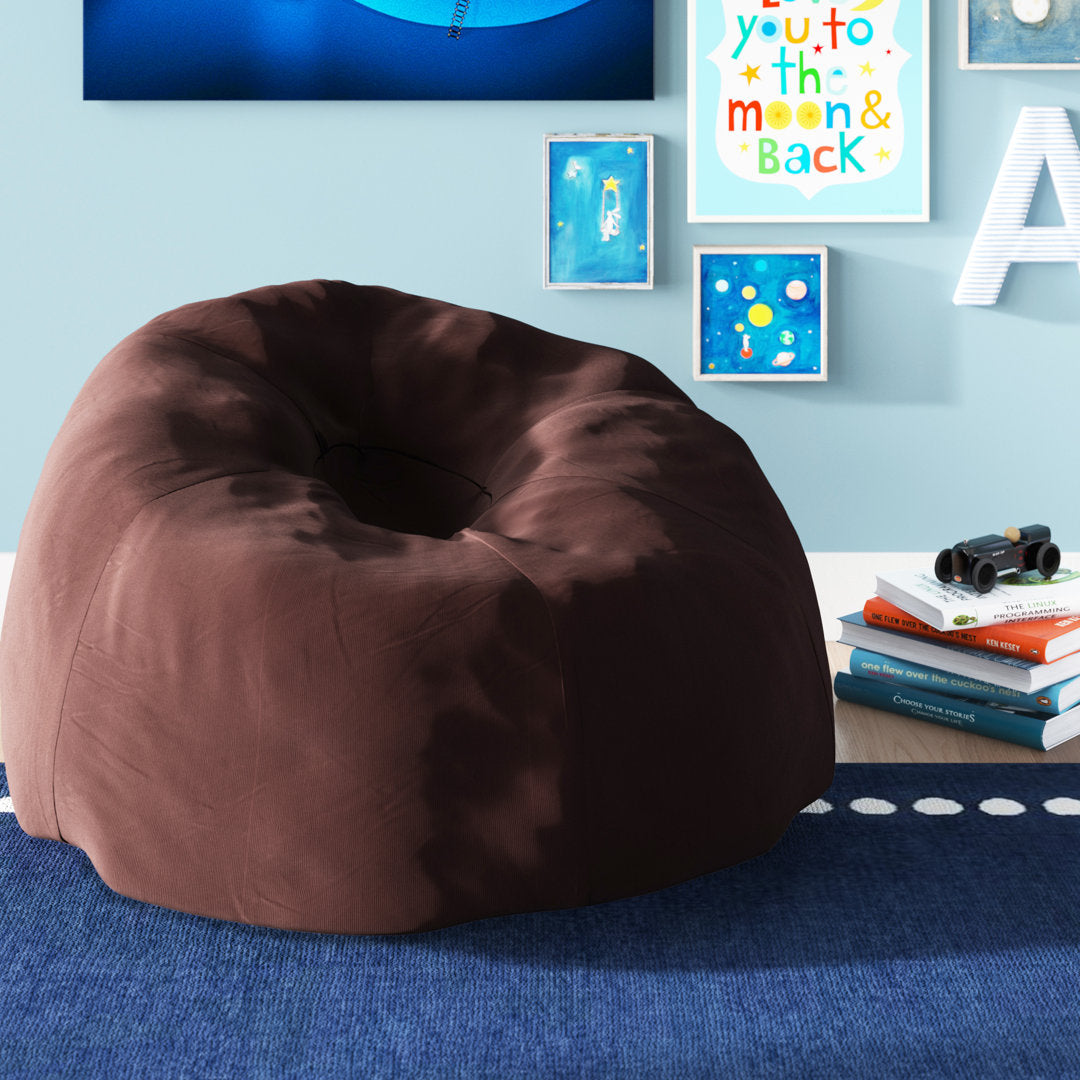 Classic Refillable Cotton Bean Bag Chair Mack & Milo™ Size: Small Body Fabric: Brown Cotton Twill