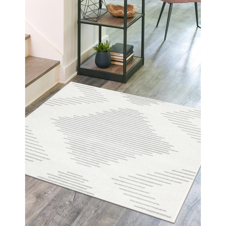 Cohutta Geometric Grey and Ivory Area Rug The Twillery Co.® Rug Size: Square 9'10"