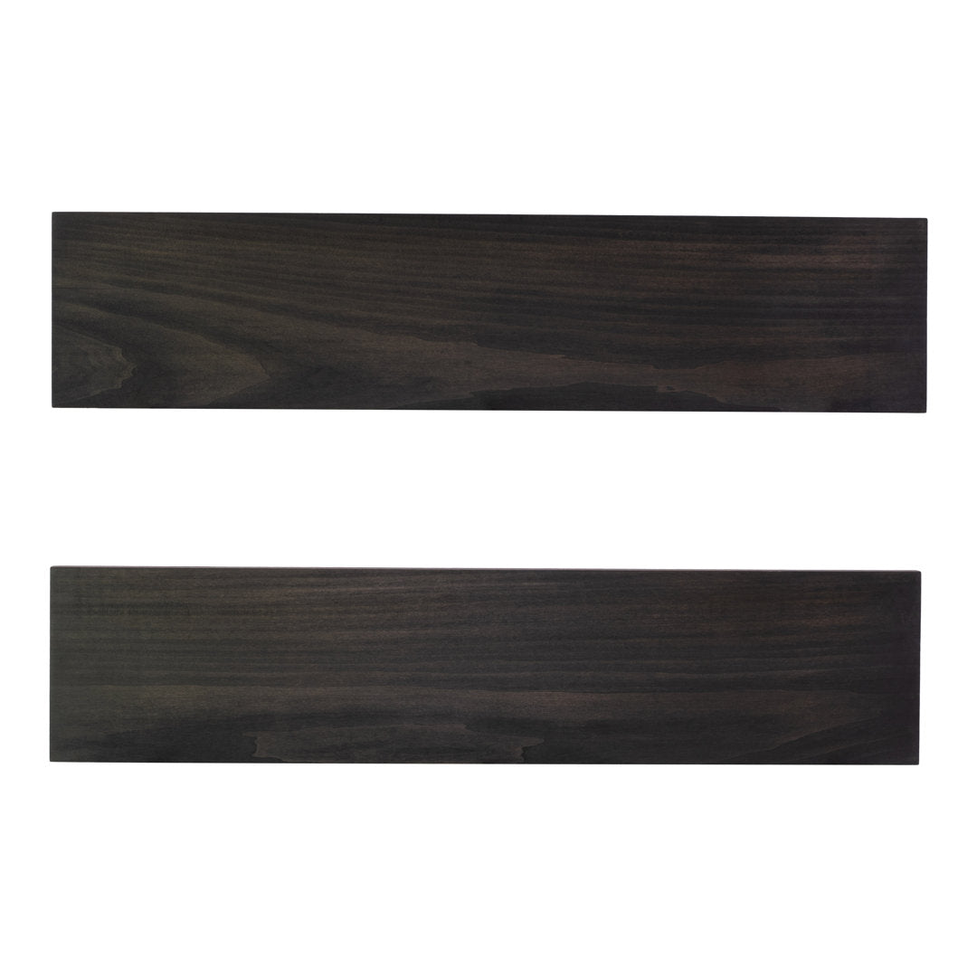 Bridgecliff 2 Piece Poplar Solid Wood Floating Shelf (Set of 2) Rosalind Wheeler Size: 1.38" H x 48" W x 6" D Finish: Midnight